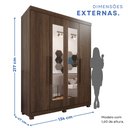 Ver imagem 5 de Guarda-roupa Solteiro 4 Portas 3 Gavetas com Espelho com Pés Roma Espresso Móveis