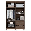 Ver imagem 3 de Guarda-roupa Solteiro 4 Portas 3 Gavetas com Espelho com Pés Roma Espresso Móveis