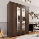 Ver imagem 2 de Guarda-roupa Solteiro 4 Portas 3 Gavetas com Espelho com Pés Roma Espresso Móveis