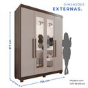 Ver imagem 5 de Guarda-roupa Solteiro 4 Portas 3 Gavetas com Espelho com Pés Roma Espresso Móveis