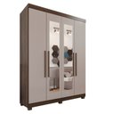 Ver imagem 4 de Guarda-roupa Solteiro 4 Portas 3 Gavetas com Espelho com Pés Roma Espresso Móveis