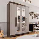 Ver imagem 2 de Guarda-roupa Solteiro 4 Portas 3 Gavetas com Espelho com Pés Roma Espresso Móveis