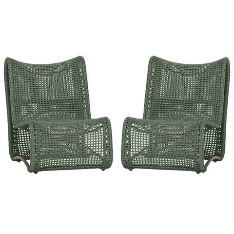 2 Poltronas Texas em Alumínio Pintura Marrom Corda Náutica Trama Original