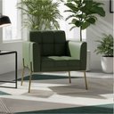 Ver imagem 1 de Poltrona Sala Decorativa Elisa Pé de Aço Lateral Dourado Sintético Pu Verde D03 - D’Rossi