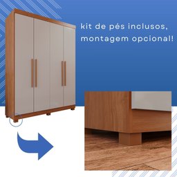 Guarda-roupa Solteiro 4 Portas 3 Gavetas Roma Espresso Móveis - 10