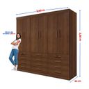 Ver imagem 4 de Guarda-Roupa Casal MDF 6 Portas 12 Gavetas Marselha Plus Marrom/Castanho
