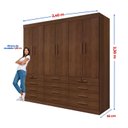 Ver imagem 4 de Guarda-Roupa Casal MDF 6 Portas 12 Gavetas Marselha Plus Marrom/Castanho