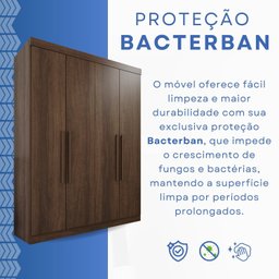 Guarda-roupa Solteiro 4 Portas 3 Gavetas Roma Espresso Móveis - 12