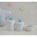 Ver imagem 1 de Kit Higiene Porcelana Baby Maternidade + Potes + Molhadeira K015 Cavalo Azul