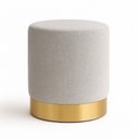 Ver imagem 2 de Kit Puff com Rodape Dourado Cinza Linho