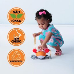 Caranguejo Deslizante Pimpolho Siri Fujão de Dar Corda Brinquedo Uni para Bebê Criança Laranja - 4