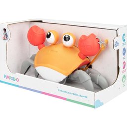 Caranguejo Deslizante Pimpolho Siri Fujão de Dar Corda Brinquedo Uni para Bebê Criança Laranja - 6