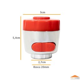 Bico Arejador Duplo Jato Abs Vermelho/cromado P/bica Gourmet - 3
