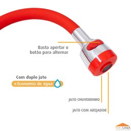 Bico Arejador Duplo Jato Abs Vermelho/cromado P/bica Gourmet - 4