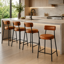 Ver imagem 1 de Banqueta Alta Cozinha Bancada Ilha com Encosto Industrial Preto Kit 4 Londres PU Nozes D03 - D’Rossi