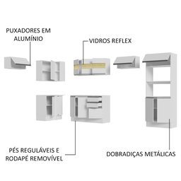 Armário de Cozinha Completa de Canto 100% MDF 447cm Branco Smart Madesa 01 - 5