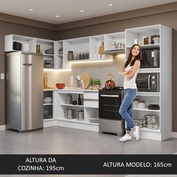 Armário de Cozinha Completa de Canto 100% MDF 447cm Branco Smart Madesa 01 - 6