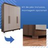 Guarda-roupa Solteiro 4 Portas 3 Gavetas Roma Espresso Móveis - 10