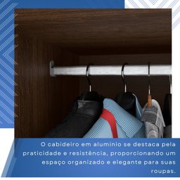 Guarda-roupa Solteiro 4 Portas 3 Gavetas Roma Espresso Móveis - 7