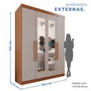 Ver imagem 5 de Guarda-Roupa Solteiro 4 Portas 3 Gavetas com Espelho Roma Espresso Móveis Marrom/Cinamomo/Off White