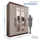Ver imagem 5 de Guarda-roupa Solteiro 4 Portas 3 Gavetas com Espelho Roma Espresso Móveis
