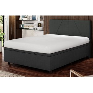 Base Cama Box Baú Casal Linho Preto SkyBox