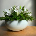 Ver imagem 3 de Arranjo Grande Centro de Mesa Lírio Branco Artificial Vaso Branco Decore Fácil Shop