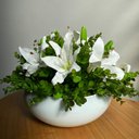 Ver imagem 2 de Arranjo Grande Centro de Mesa Lírio Branco Artificial Vaso Branco Decore Fácil Shop