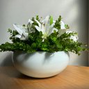 Ver imagem 1 de Arranjo Grande Centro de Mesa Lírio Branco Artificial Vaso Branco Decore Fácil Shop