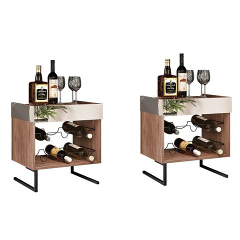 Conjunto 2 Adegas Espelhadas 6 Garrafas com Pés Metálicos Estilo Industrial Loft D09 Demolição/