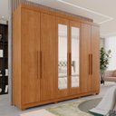 Ver imagem 1 de Guarda-Roupa Casal Casal 6 Portas 3 Gavetas com Espelho com Pés Roma Espresso Móveis Marrom/Cinamomo