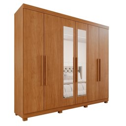 Guarda-Roupa Casal Casal 6 Portas 3 Gavetas com Espelho com Pés Roma Espresso Móveis - 4