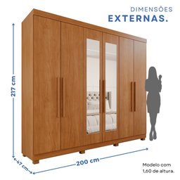 Guarda-Roupa Casal Casal 6 Portas 3 Gavetas com Espelho com Pés Roma Espresso Móveis - 5