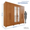 Ver imagem 5 de Guarda-Roupa Casal Casal 6 Portas 3 Gavetas com Espelho com Pés Roma Espresso Móveis