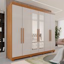Ver imagem 1 de Guarda-Roupa Casal Casal 6 Portas 3 Gavetas com Espelho com Pés Roma Espresso Móveis Marrom/Cinamomo/Off White
