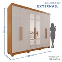 Ver imagem 5 de Guarda-Roupa Casal Casal 6 Portas 3 Gavetas com Espelho com Pés Roma Espresso Móveis Marrom/Cinamomo/Off White