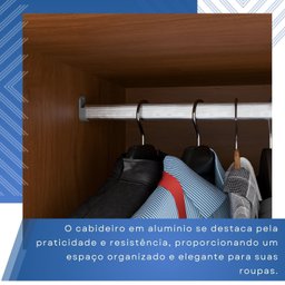 Guarda-Roupa Casal Casal 6 Portas 3 Gavetas com Espelho com Pés Roma Espresso Móveis - 7