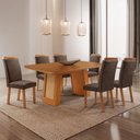 Ver imagem 2 de Mesa de Jantar Carolina 180 cm Tampo MDF Laminado Canto Copo com 6 Cadeiras Aline