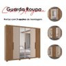 Guarda Roupa Casal Araguaia 6 Portas Carvalho Fendi com Espelho - Moval - 5