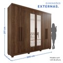 Ver imagem 5 de Guarda-Roupa Casal Casal 6 Portas 3 Gavetas com Espelho com Pés Roma Espresso Móveis