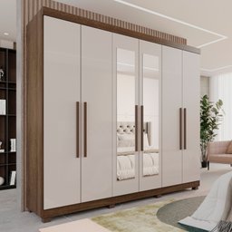 Guarda-Roupa Casal Casal 6 Portas 3 Gavetas com Espelho com Pés Roma Espresso Móveis - 2