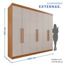 Ver imagem 5 de Guarda-Roupa Casal Casal 6 Portas 3 Gavetas Roma Espresso Móveis