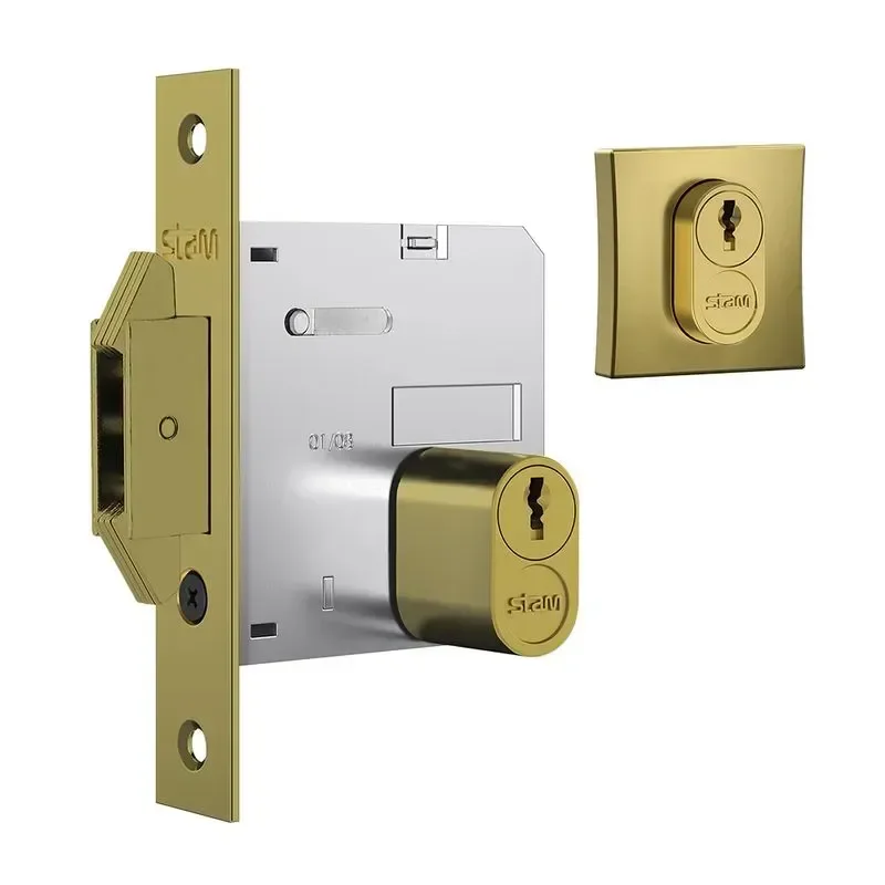 Fechadura 1006 Porta Bater/correr Buz 85mm Ros.quadrada Gold