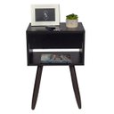 Ver imagem 1 de Mesa de Cabeceira Preto Retro 55cm de Altura Pés Marrom Escuro - Enviamos Montada