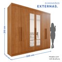 Ver imagem 5 de Guarda-Roupa Casal Casal 6 Portas 3 Gavetas com Espelho Roma Espresso Móveis