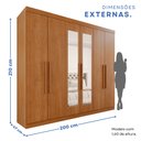 Ver imagem 5 de Guarda-Roupa Casal Casal 6 Portas 3 Gavetas com Espelho Roma Espresso Móveis Marrom/Cinamomo