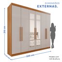 Ver imagem 5 de Guarda-Roupa Casal Casal 6 Portas 3 Gavetas com Espelho Roma Espresso Móveis Marrom/Cinamomo/Off White