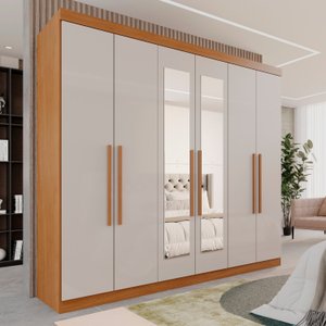 Guarda-Roupa Casal Casal 6 Portas 3 Gavetas com Espelho Roma Espresso Móveis