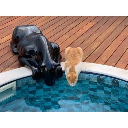 Escultura Decorativa Estátua Pantera Bebendo Água Piscina 102cm:preto Brilho - 4