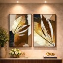 Ver imagem 2 de Quadro Decorativo Abstrato Folhagem Natural Detalhes em Bronze
